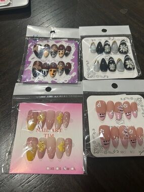 Assorted Press-On Nail Sets with Floral and Leopard Designs -Bundle